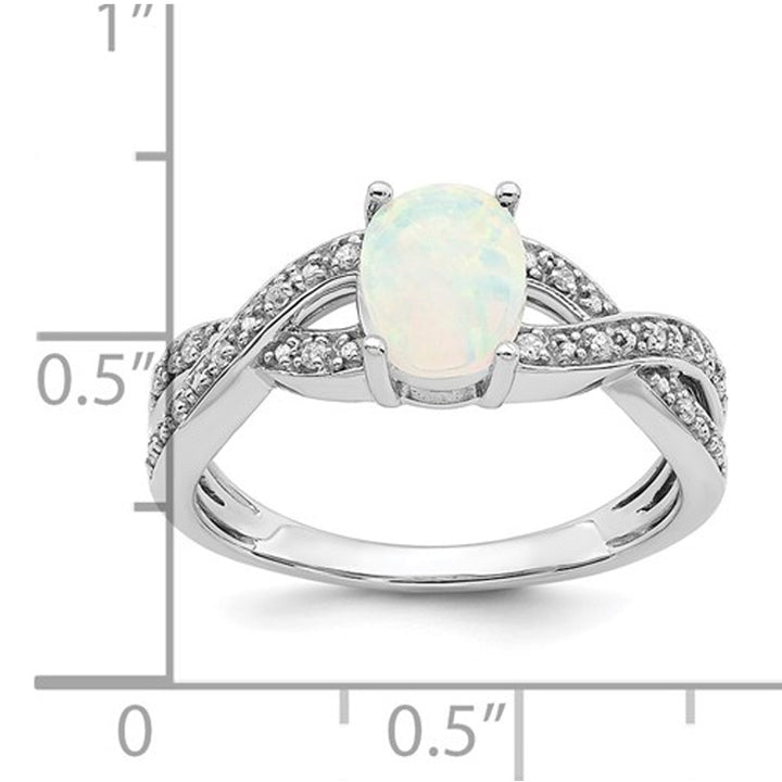 2/5 Carat (ctw) Lab-Created Opal Ring in 14K White Gold Image 2