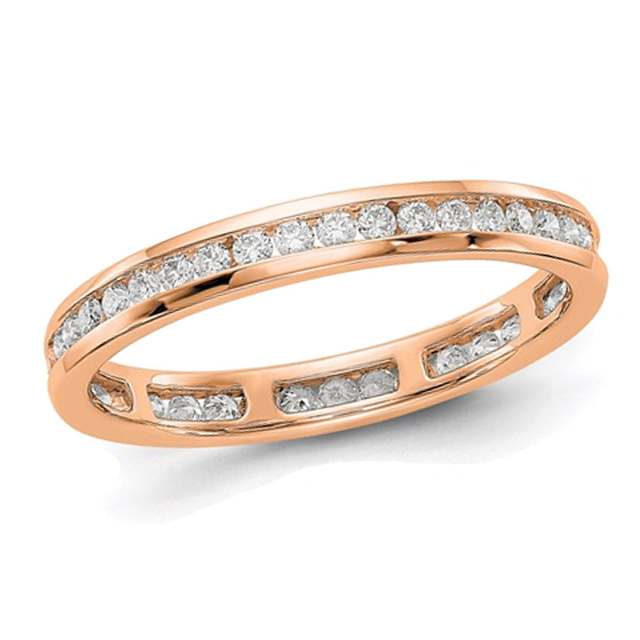 1/2 Carat (ctw H-I I1-I2) Diamond Eternity Wedding Band Ring in 14K Rose Pink Gold Image 1