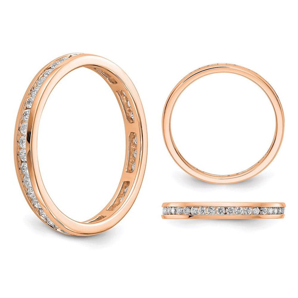 1/2 Carat (ctw H-I I1-I2) Diamond Eternity Wedding Band Ring in 14K Rose Pink Gold Image 2