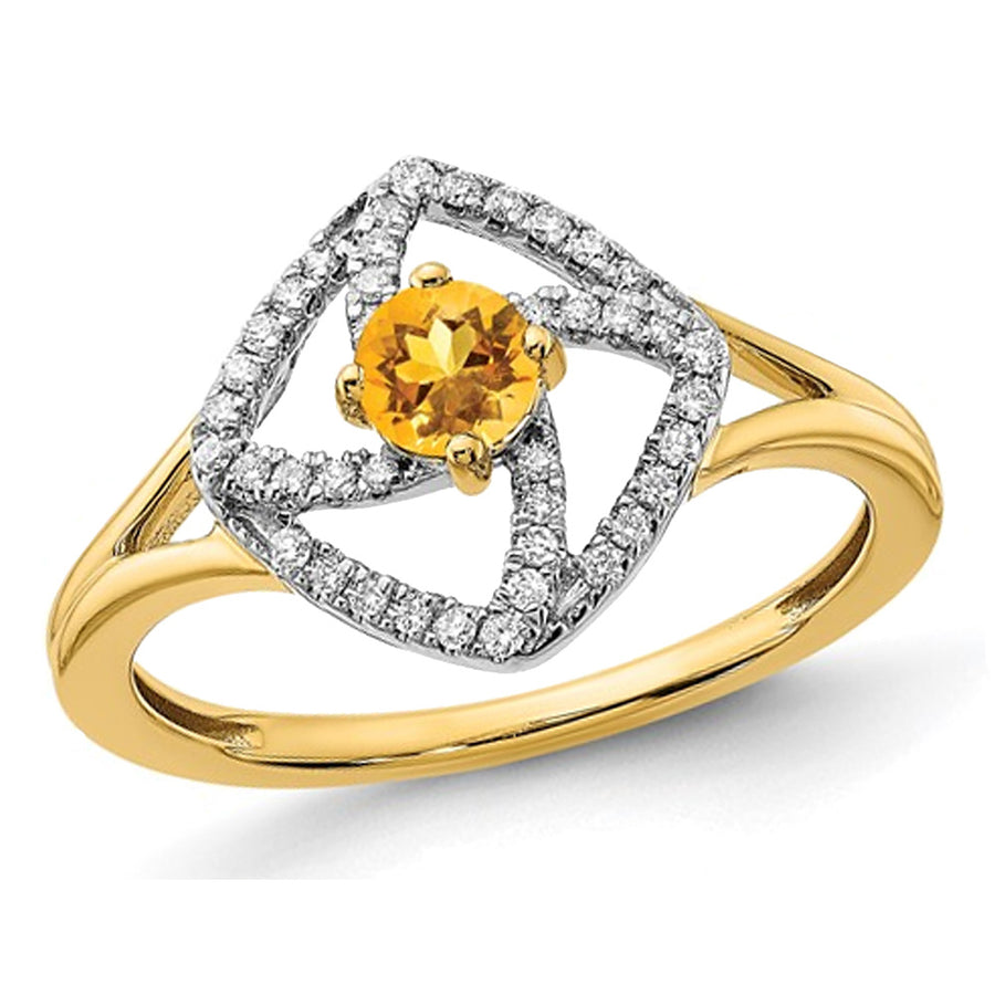 1/9 Carat (ctw) Citrine Ring in 14K Yellow Gold with Diamonds 1/7 Carat (ctw) Image 1