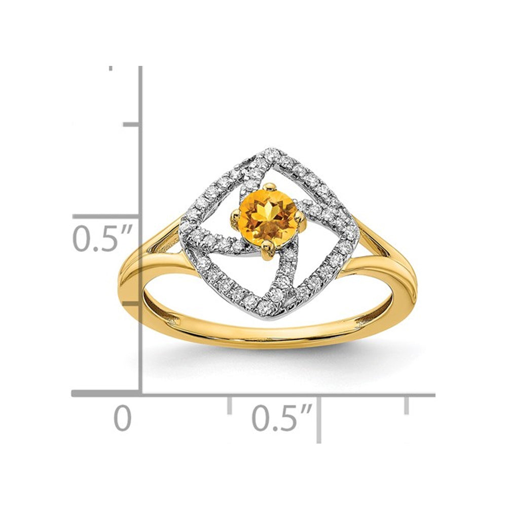 1/9 Carat (ctw) Citrine Ring in 14K Yellow Gold with Diamonds 1/7 Carat (ctw) Image 3