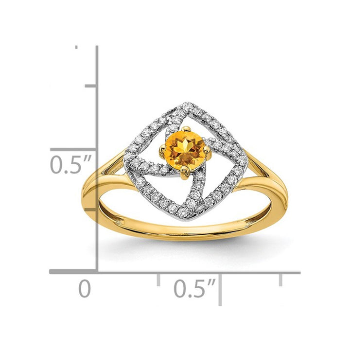 1/9 Carat (ctw) Citrine Ring in 14K Yellow Gold with Diamonds 1/7 Carat (ctw) Image 3