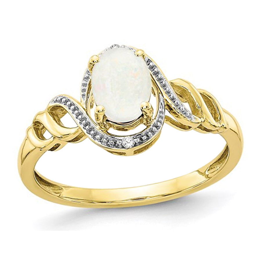 1/4 Carat (ctw) Natural Opal Ring in 10K Yellow Gold Image 1