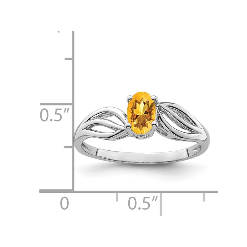 Oval Cut Citrine Ring 2/5 Carat (ctw) in Sterling Silver Image 2