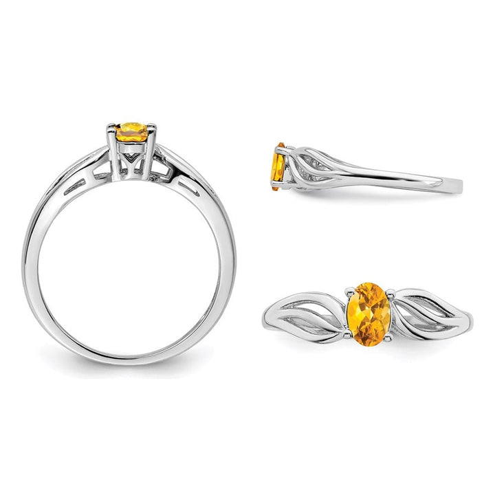 Oval Cut Citrine Ring 2/5 Carat (ctw) in Sterling Silver Image 3