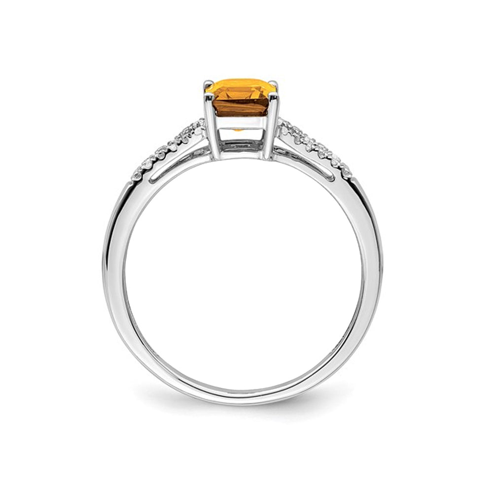 7/8 Carat (ctw) Citrine Ring in 14K White Gold with Diamonds Image 2