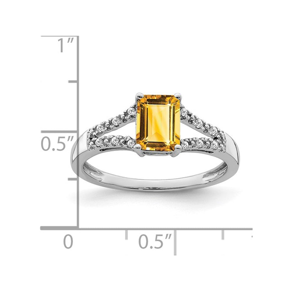 7/8 Carat (ctw) Citrine Ring in 14K White Gold with Diamonds Image 3