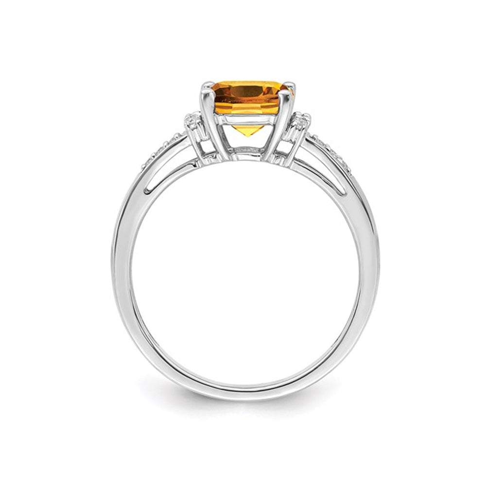 1.80 Carat (ctw) Citrine Ring in 14K White Gold with Diamonds Image 2