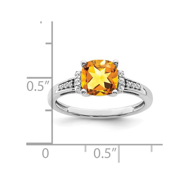 1.80 Carat (ctw) Citrine Ring in 14K White Gold with Diamonds Image 3