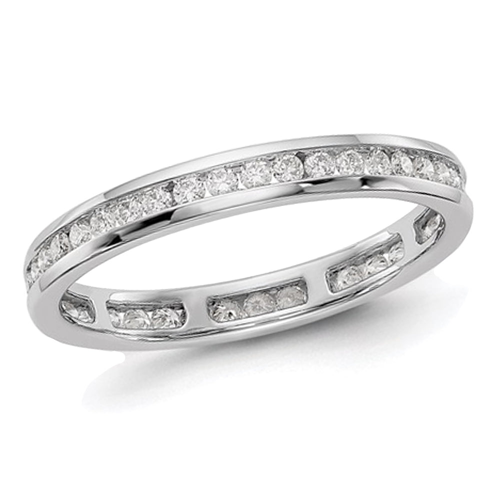 1/2 Carat (ctw H-II1-I2) Diamond Eternity Wedding Band Ring in 14K White Gold Image 1