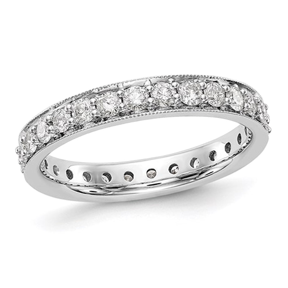 1.00 Carat (ctw Color H-II1-I2) Diamond Eternity Wedding Band Ring in 14K White Gold Image 1