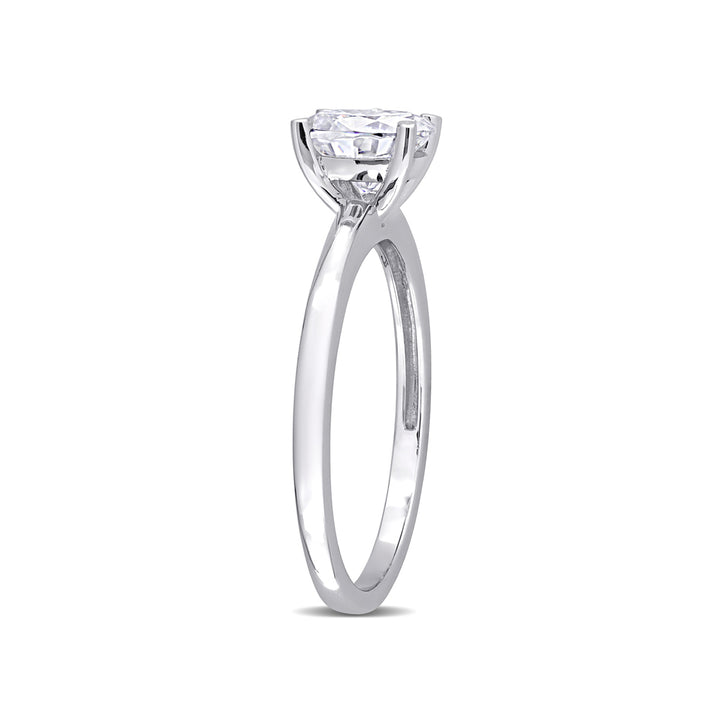1.00 Carat (ctw) Lab Created Oval-Cut Moissanite Engagement Ring in Sterling Silver Image 4