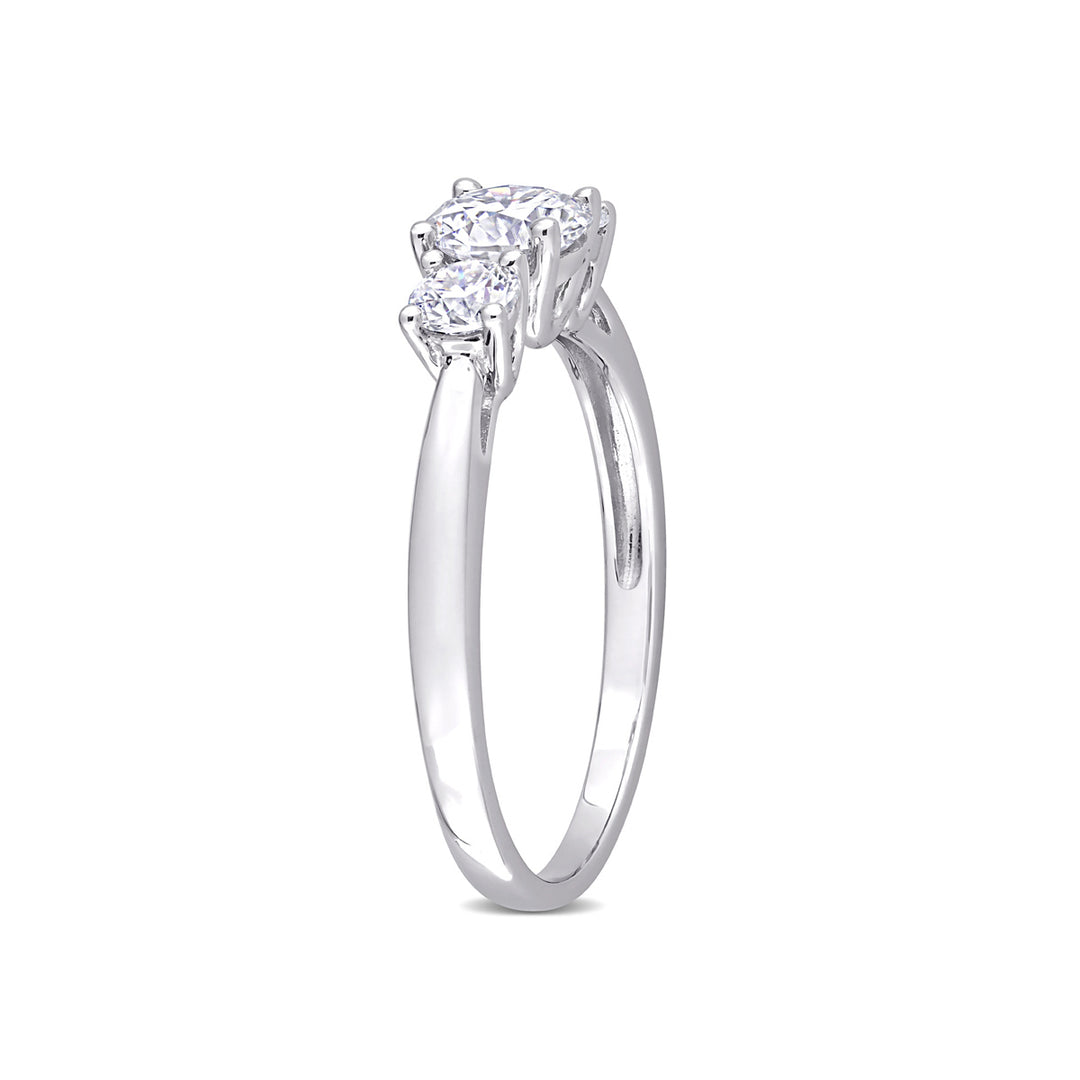 1.00 Carat (ctw) Lab Created Three Stone Moissanite Engagement Ring in Sterling Silver Image 4