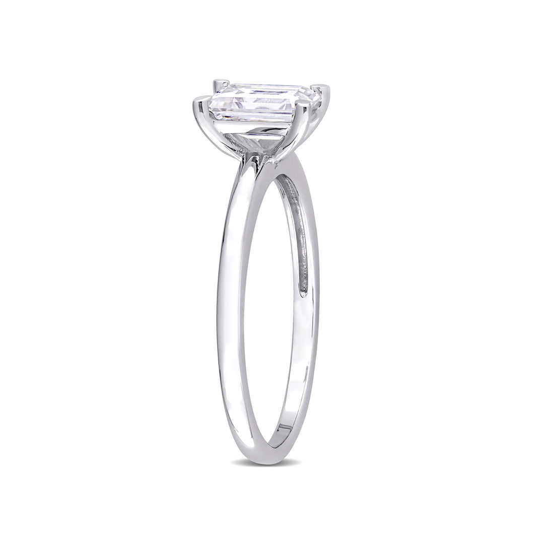 1.00 Carat (ctw) Lab-Created Emerald-Cut Moissanite Engagement Ring in Sterling Silver Image 4