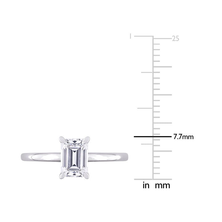 1.00 Carat (ctw) Lab-Created Emerald-Cut Moissanite Engagement Ring in Sterling Silver Image 4