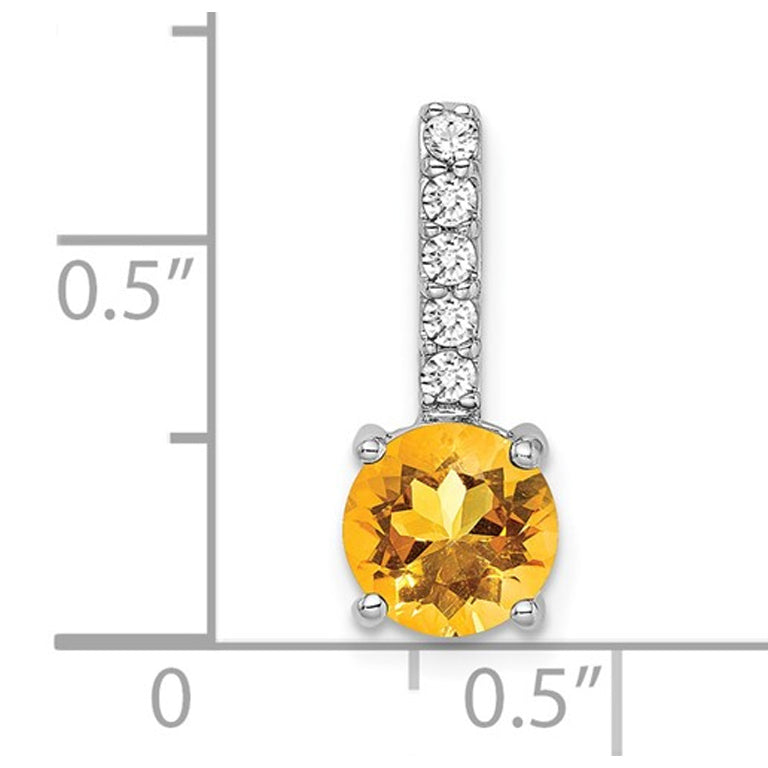 1.25 Carat (ctw) Drop Citrine Pendant Necklace in 14K White Gold with Chain and Diamonds Image 2