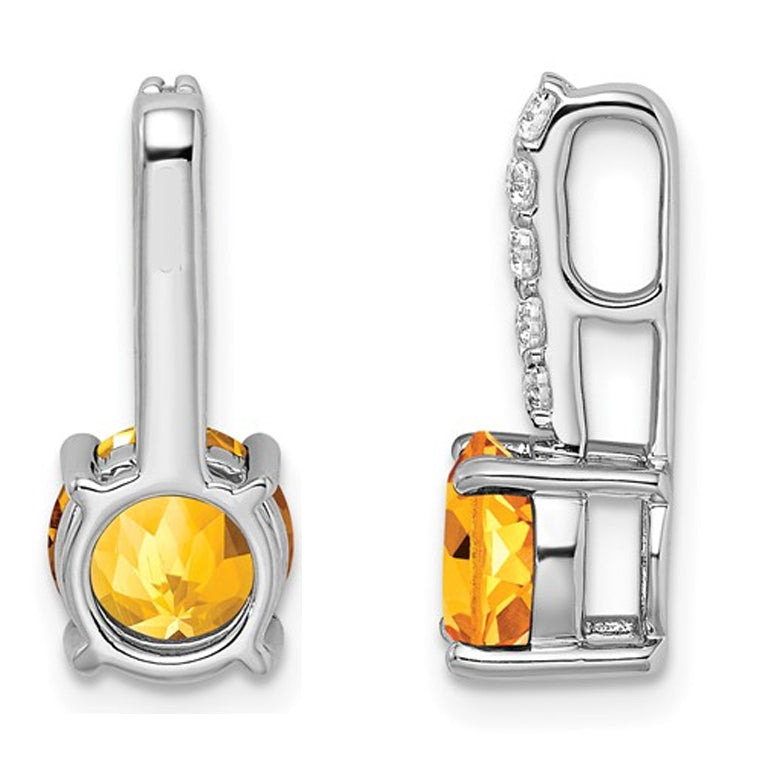 1.25 Carat (ctw) Drop Citrine Pendant Necklace in 14K White Gold with Chain and Diamonds Image 3
