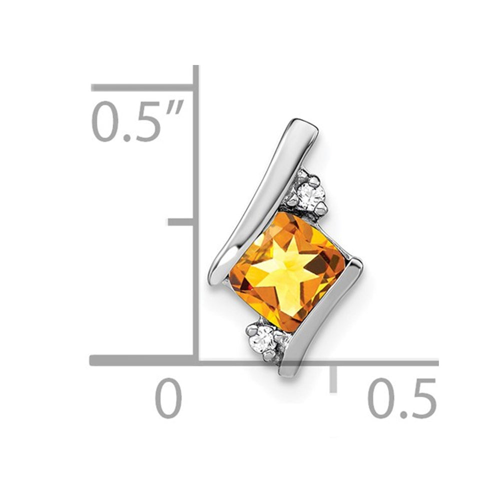 1/2 Carat (ctw) Solitaire Citrine Pendant Necklace in 10K White Gold with Chain Image 2