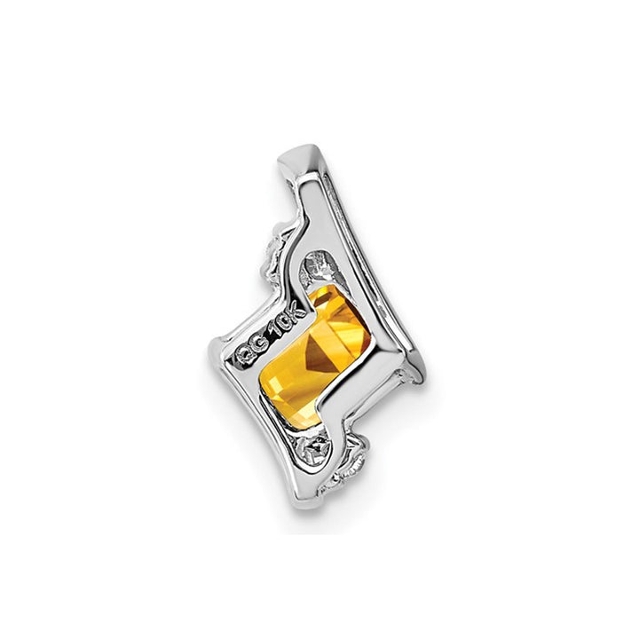 1/2 Carat (ctw) Solitaire Citrine Pendant Necklace in 10K White Gold with Chain Image 3