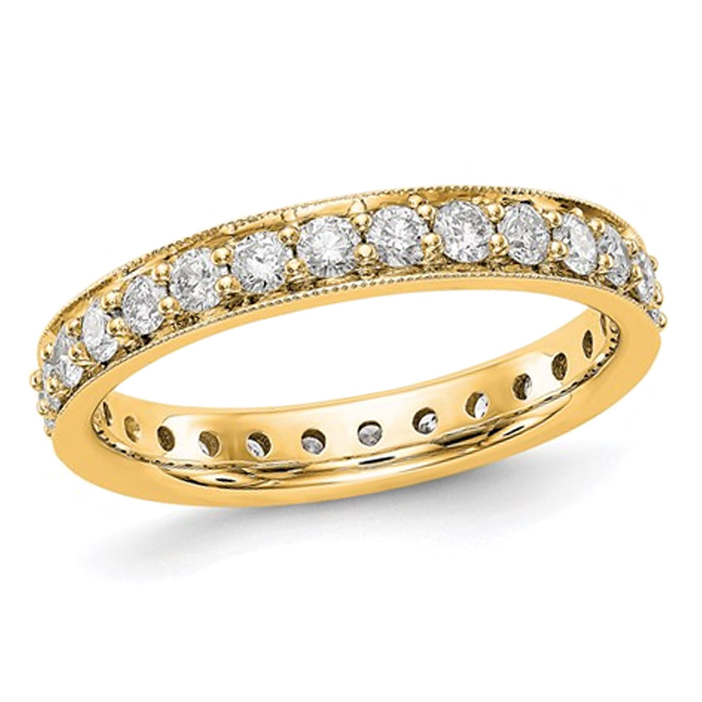 1.00 Carat (ctw Color H-II1-I2) Diamond Eternity Wedding Band Ring in 14K Yellow Gold Image 1