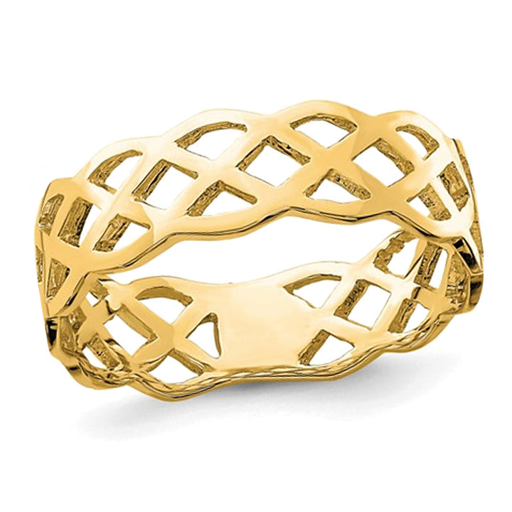 14K Yellow Gold Polished Weave Ring Image 1