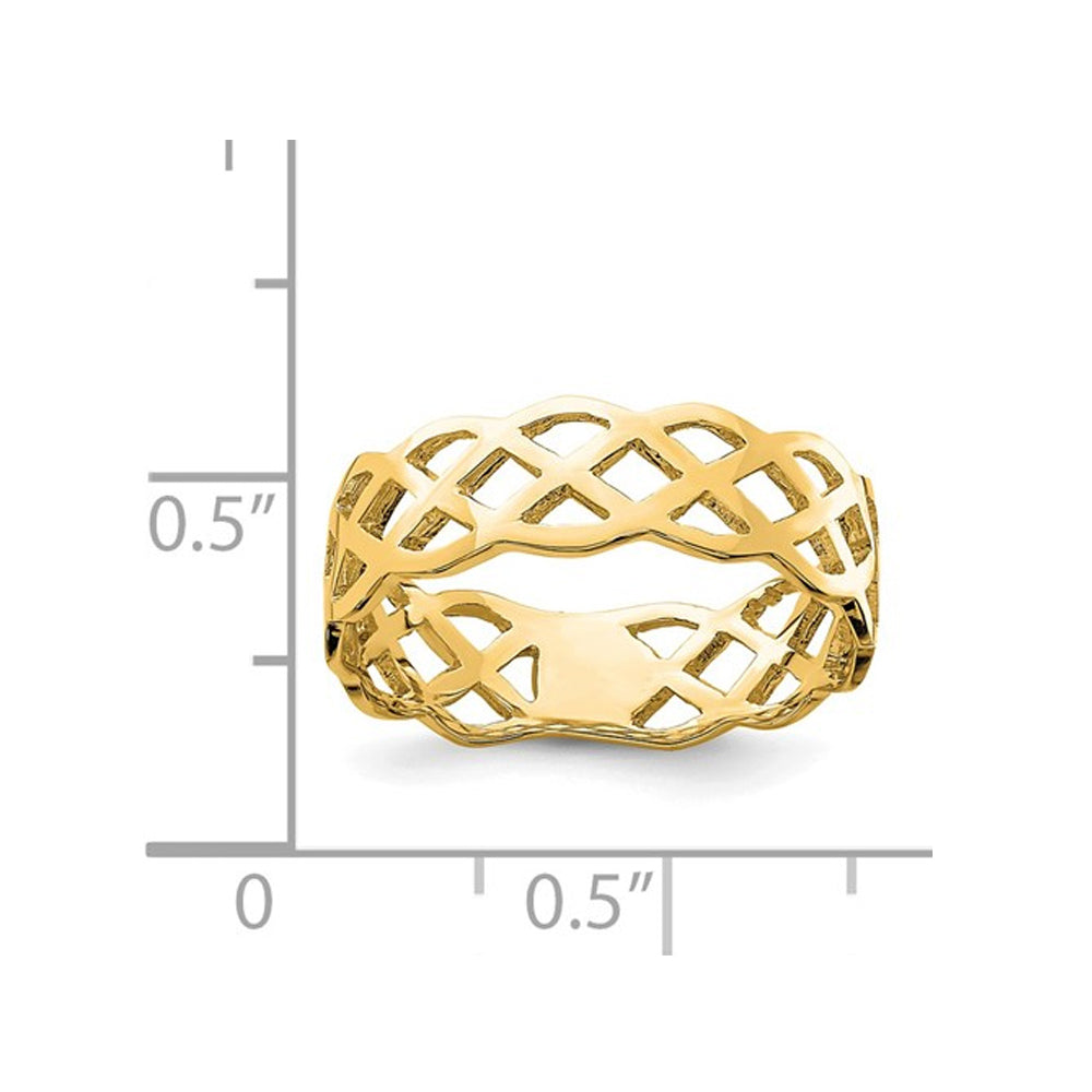 14K Yellow Gold Polished Weave Ring Image 2