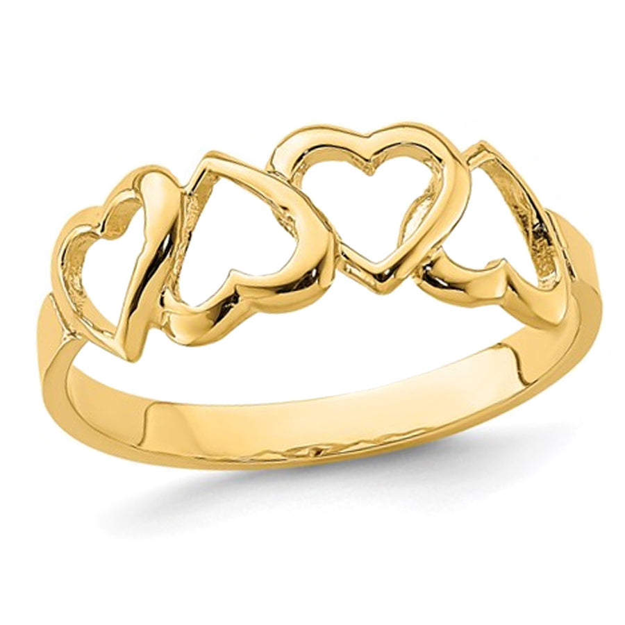 14K Yellow Gold High Polished Heart Promise Ring (SIZE 7) Image 1