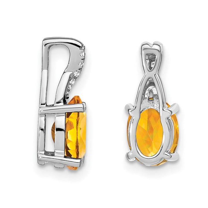 1.25 Carat (ctw) Oval Drop Citrine Pendant Necklace in 14K White Gold with Chain Image 3