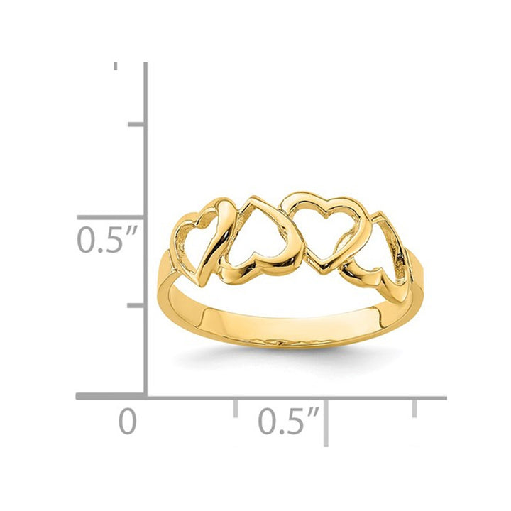 14K Yellow Gold High Polished Heart Promise Ring (SIZE 7) Image 3