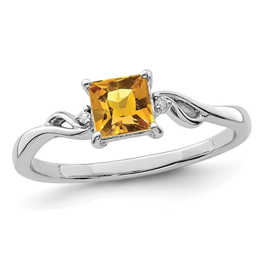 1/2 Carat (ctw) Princess-Cut Solitaire Citrine Ring in Sterling Silver Image 1