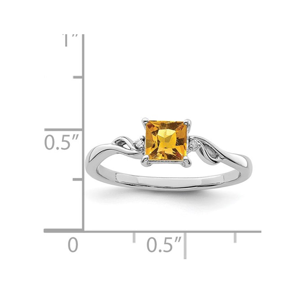 1/2 Carat (ctw) Princess-Cut Solitaire Citrine Ring in Sterling Silver Image 2
