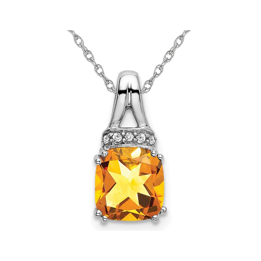 1.25 Carat (ctw) Drop Citrine Pendant Necklace in 14K White Gold with Chain Image 1