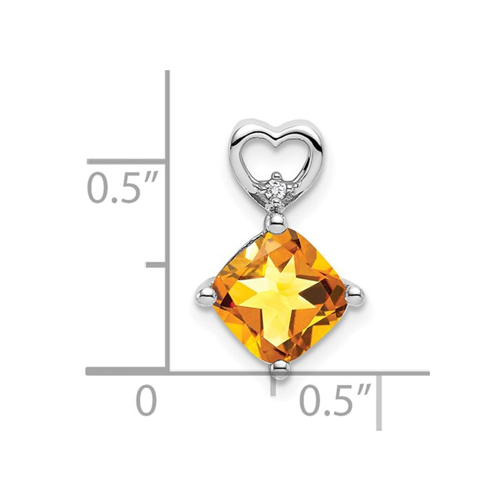 1.65 Carat (ctw) Citrine Heart Pendant Necklace in 14K White Gold with Chain Image 2