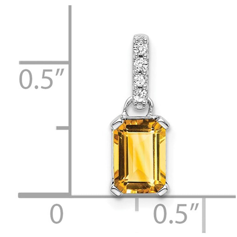 1.00 Carat (ctw) Emerald-Cut Citrine Pendant Necklace in 10K White Gold with Chain Image 2
