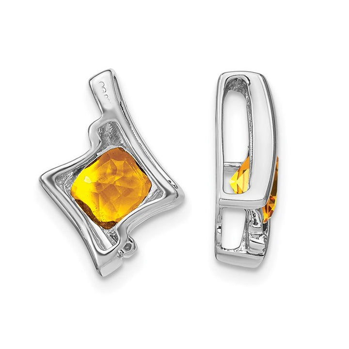 1.25 Carat (ctw) Solitaire Citrine Pendant Necklace in 14K White Gold with Chain Image 3