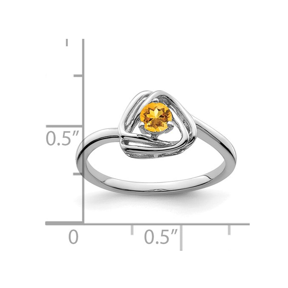 1/5 Carat (ctw) Citrine Ring in 14K White Gold Image 2