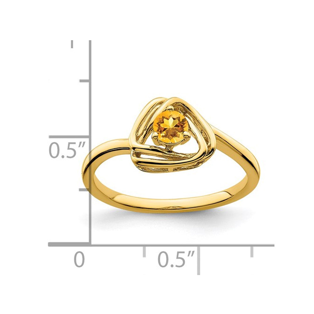 1/5 Carat (ctw) Citrine Ring in 14K Yellow Gold Image 2