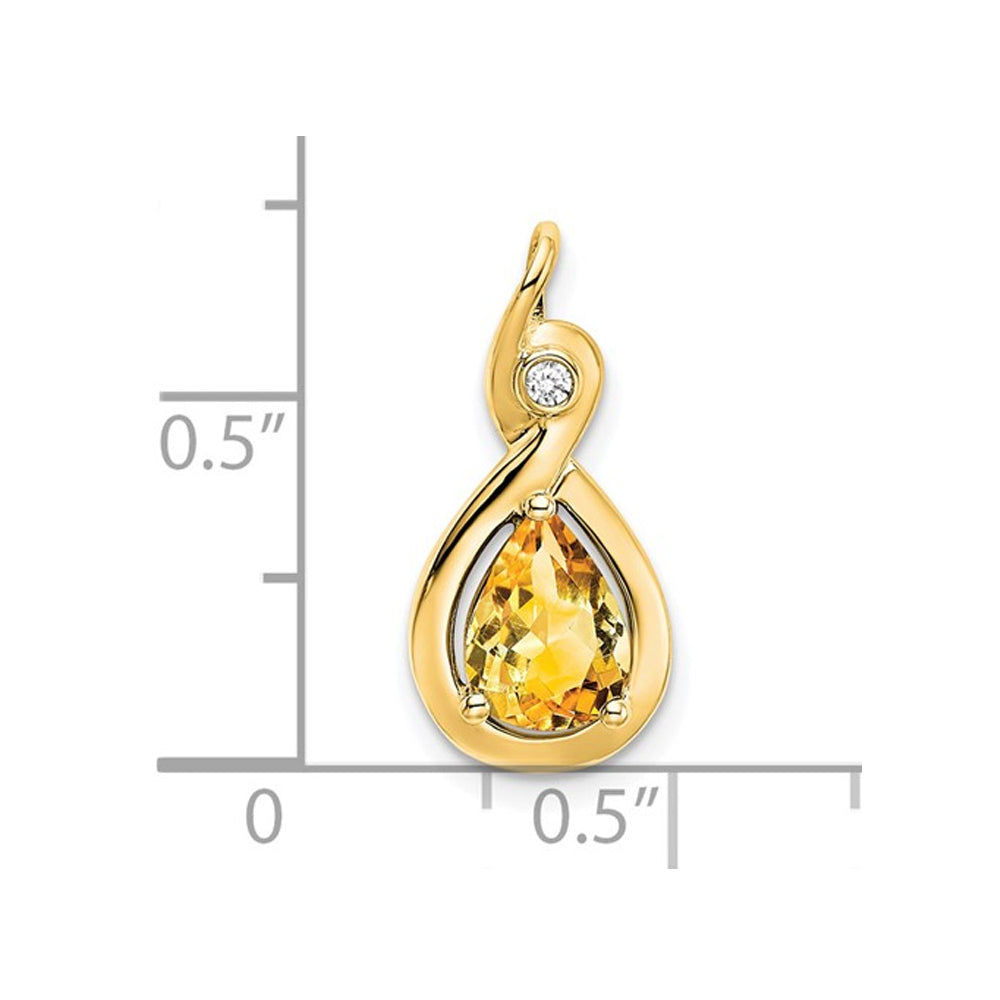 1.40 Carat (ctw) Citrine Drop Pendant Necklace in 14K Yellow Gold with Chain Image 2