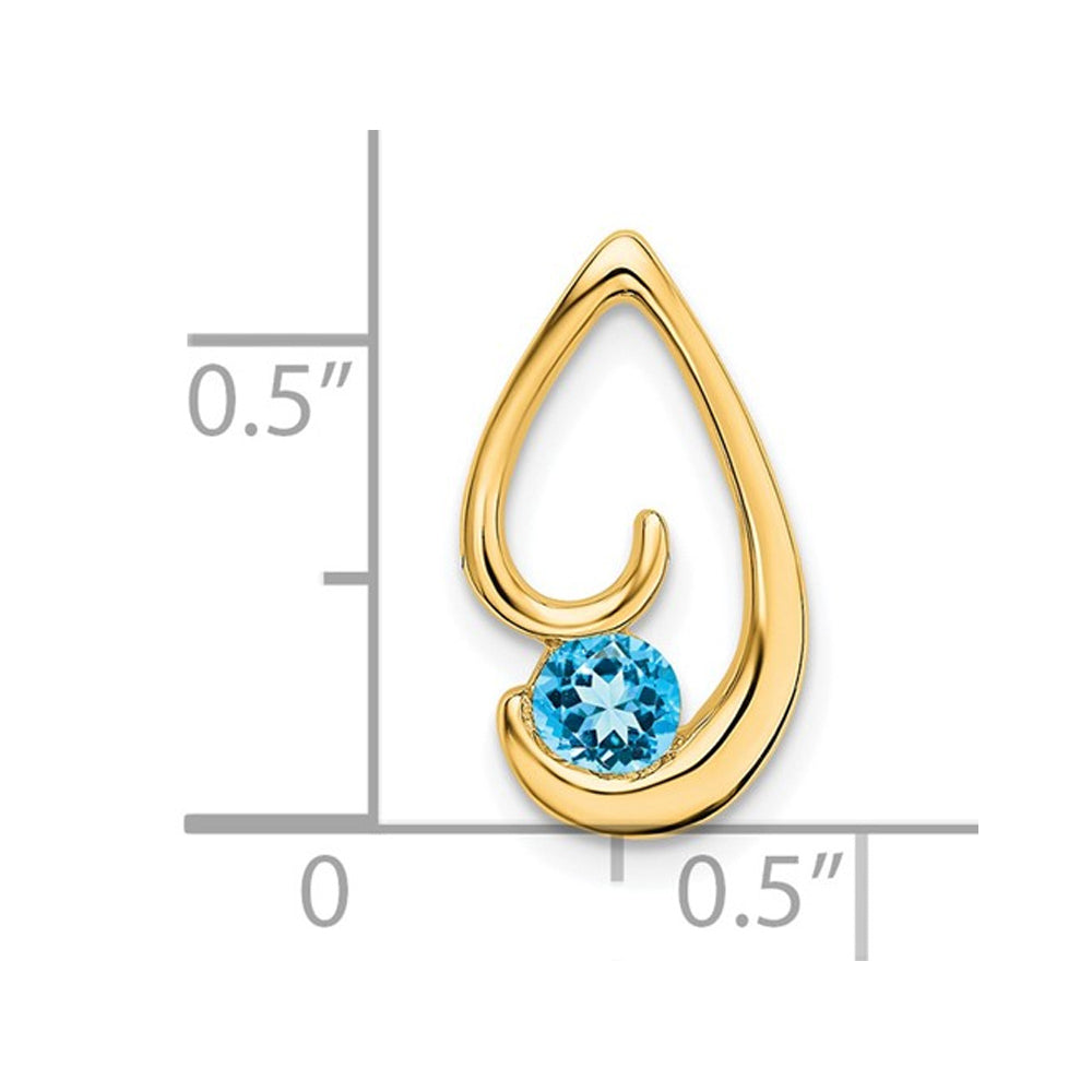 1/4 Carat (ctw) Blue Topaz Drop Pendant Necklace in 14K Yellow Gold with Chain Image 2