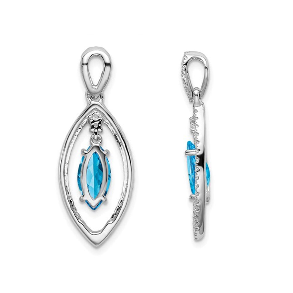 1.25 Carat (ctw) Marquise Blue Topaz Infinity with Diamonds Pendant Necklace in 14K White Gold With Chain Image 3