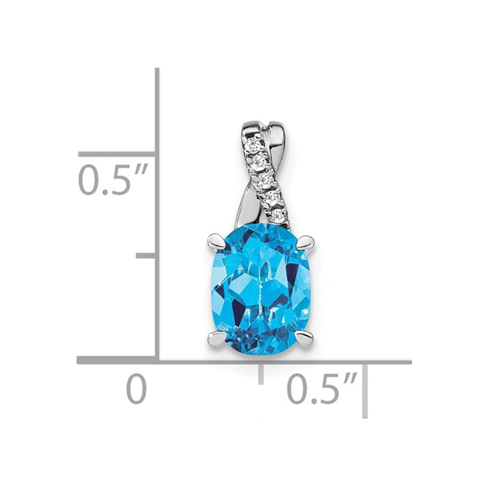 1.25 Carat (ctw) Blue Topaz Drop Pendant Necklace in 14K White Gold With Chain Image 2
