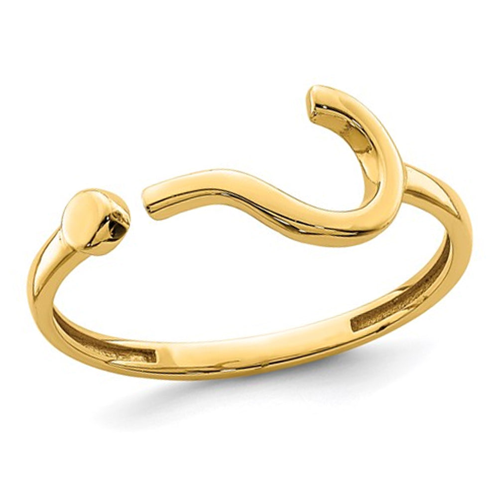 14K Yellow Gold Question Mark Charm Ring Image 1