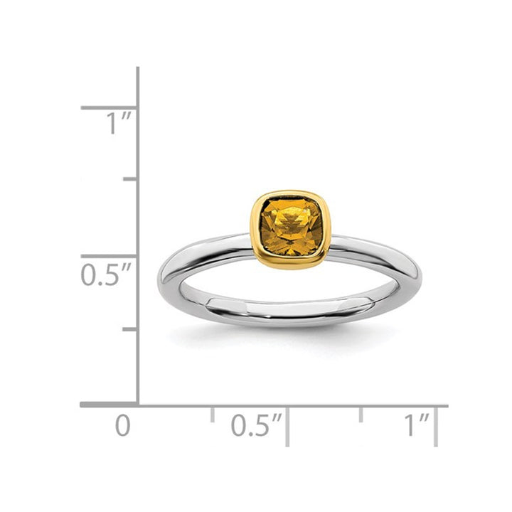 1/2 Carat (ctw) Solitaire Citrine Ring in Sterling Silver with 14K Accent Image 4