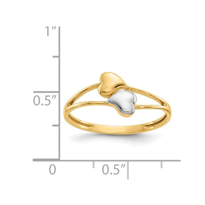 14K Yellow and White Gold Double Heart Promise Ring Image 3