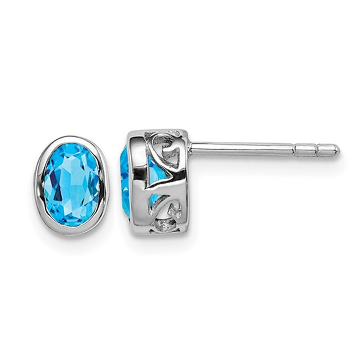 1/2 Carat (ctw) Oval Cut Sky Blue Topaz Stud Earrings in Sterling Silver Image 1