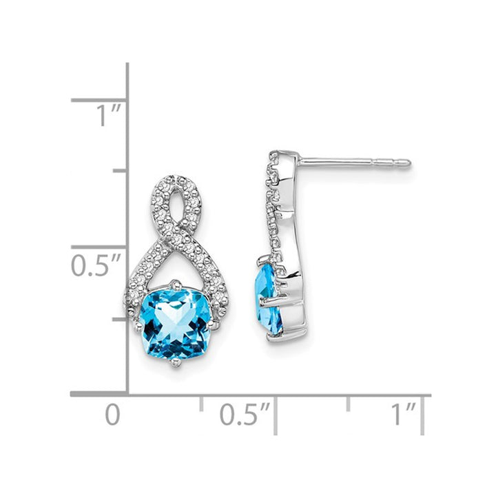 2.50 Carat (ctw) Blue Topaz and Diamonds Infinity Earrings in 14K White Gold Image 3