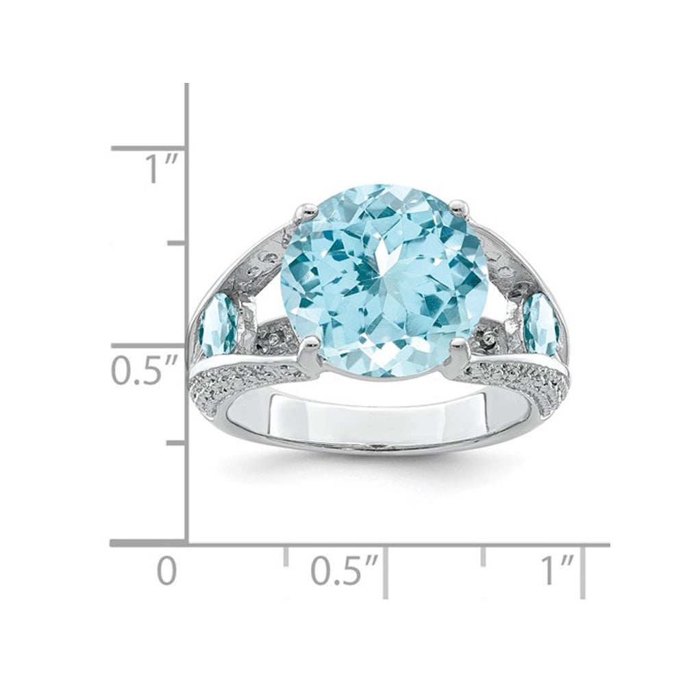 Large 7.40 Carat (ctw) Swiss Blue Topaz Ring in Sterling Silver Image 3