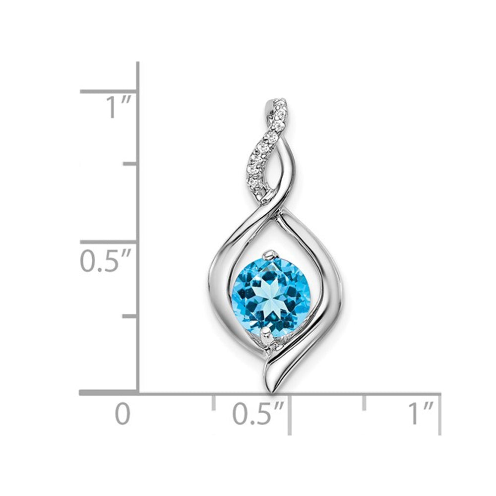 1.00 Carat (ctw) Blue Topaz Infinity Drop Pendant Necklace in 14K White Gold With Chain Image 2