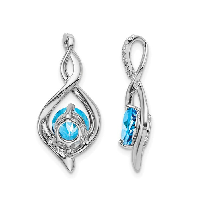 1.00 Carat (ctw) Blue Topaz Infinity Drop Pendant Necklace in 14K White Gold With Chain Image 3