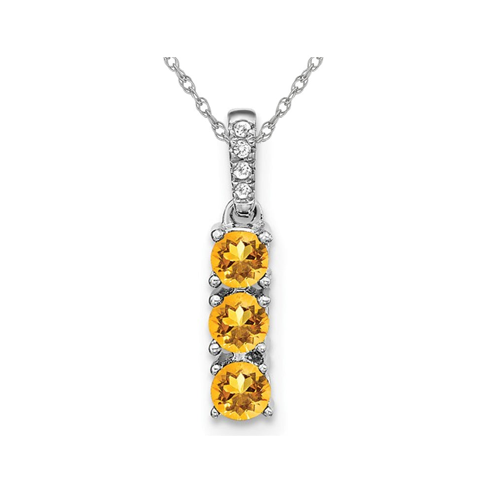 9/10 Carat (ctw) Citrine Stick Pendant Necklace in 14K White Gold with Chain Image 1